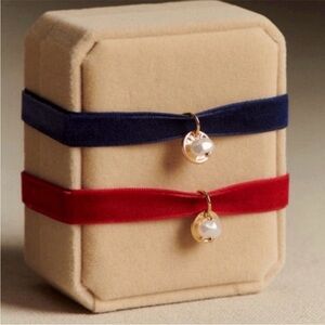 SÉZANE Velvet Holiday Bracelets in Red & Blue NEW